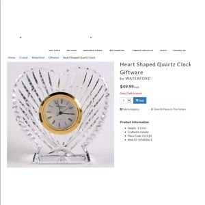 Waterford crystal heart shaped clock